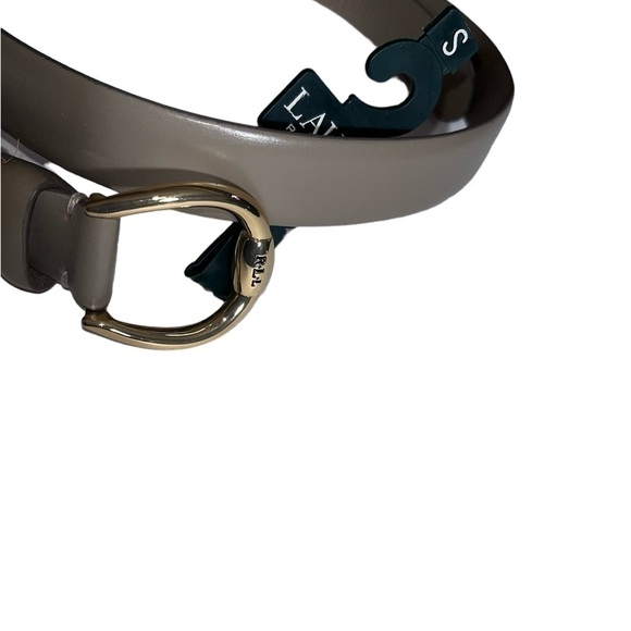 LAUREN Ralph Lauren Leather Tan Belt Sz Small Gold Logo Buckle Women - Picture 4 of 13